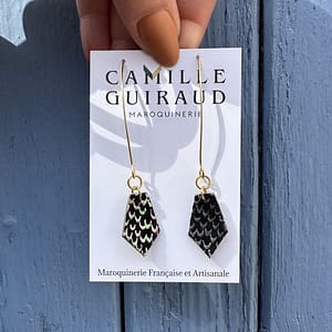 Boucles pendantes ecaille horlographique et liege