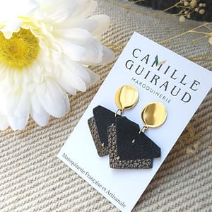 Boucles Suzanne noir paillettes et bronze