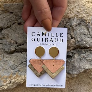 Boucles Suzanne rose pastel et dore