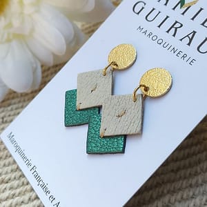 boucles rondes blanc cassé vert métallisé