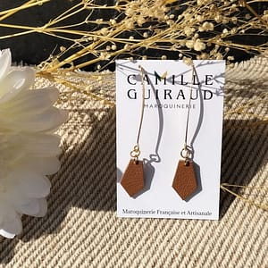 Boucles pendantes camel et liège