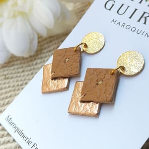 Les petites boucles rondes camel et rose metallise