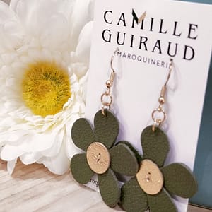 Boucles marguerite verte et doré